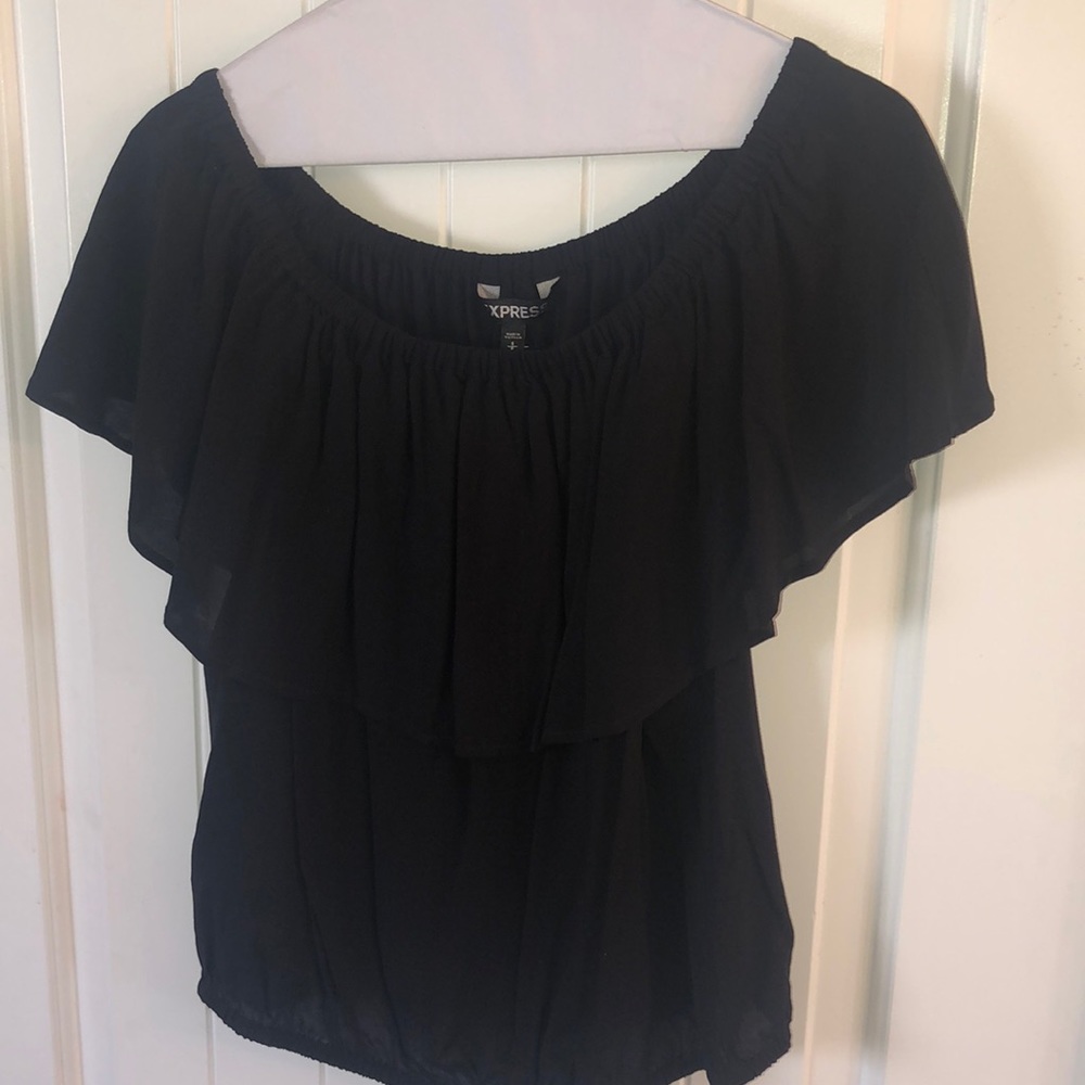 Express black ruffle top